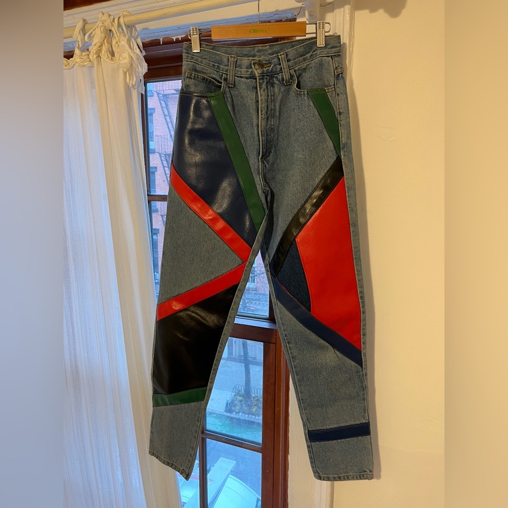 Vintage denim and leather pants 80’s